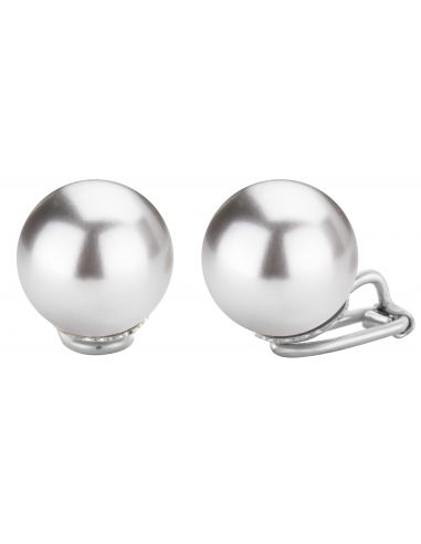 Traveller Clip-on Earrings - Silver coloured - Pears - 14 mm - Grey - Platinum Plated - 710114