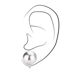 Traveller Clip-on Earrings - Silver coloured - Pears - 14 mm - Grey - Platinum Plated - 710114