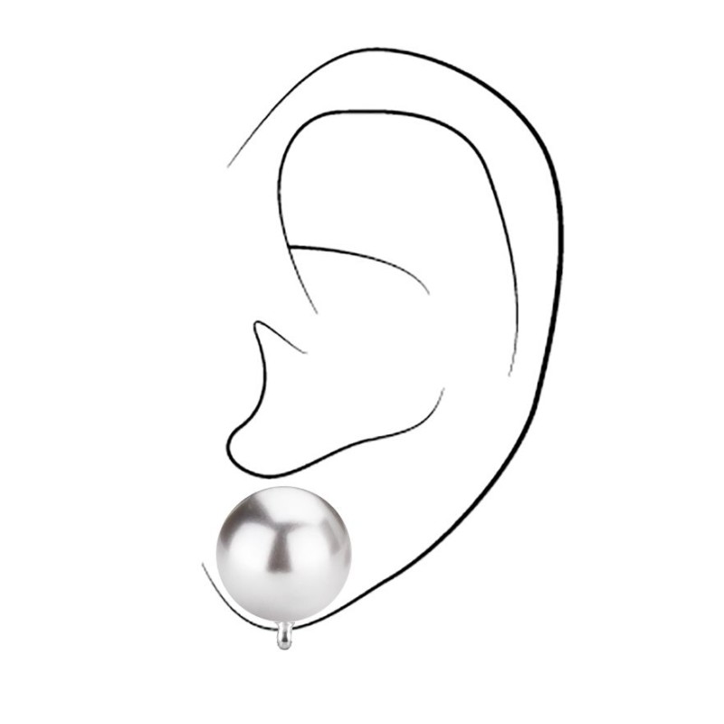 Traveller Ohrclips - Silberfarbe - Perle - 14 mm - Grau - Platiniert - 710114