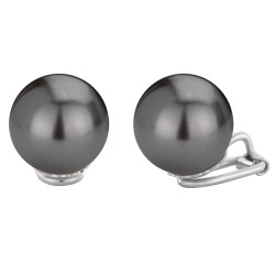 Traveller Ohrclips - Perle - 14 mm - Schwarz - Silberfarbe - Platiniert - 718114