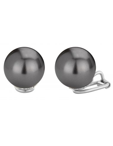 Traveller Clip earrings - 14 mm pearl black - Platinum plated - 718114
