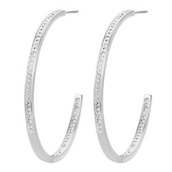 Traveller Hoop Earrings -  Silver coloured - Stainless Steel - Preciosa Crystals - 40 mm - 182042