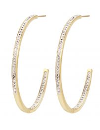 Traveller Hoop Earrings - Gold coloured - Stainless Steel - Preciosa Crystals...