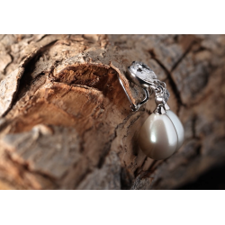 Clip oorbellen hangers zilverkleurig met parels en kristal