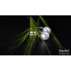 Traveller Oorbellen zonder Gaatjes- Parels - Hangers - 12 mm - Wit - Geplatineerd - Zilverkleurig - 30x12 mm