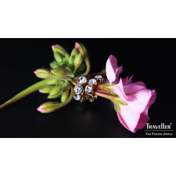 Traveller Clip Oorbellen - Goudkleurig - Kristallen - Verguld - 14x6 mm