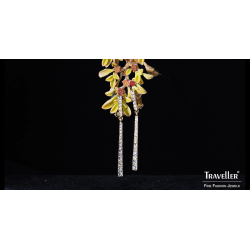 Traveller Clip-on Earrings - Drop Earrings - Gold coloured - Preciosa Crystals - 22ct Gold plated - 55 mm