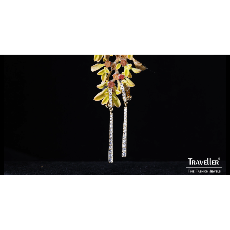 Traveller Ohrclips - Hänger - Goldfarbe - Preciosa Kristalle - 22kt Vergoldet - 55 mm