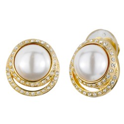 Traveller Clip Oorbellen - Parel - Wit - Kristallen - Goudkleurig - 114239