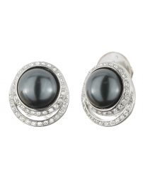 Traveller Clip-on Earrings - Silver coloured - Pearls - 10mm - Black -...