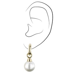 Traveller Clip Oorbellen - Hangers - Goudkleurig - Parels - 14 mm - Wit - Verguld - 35x14 mm - 114242