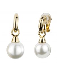 Traveller Clip-on Earrings - Drop Earrings - Gold coloured - Pearls - 14mm -...