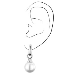 Traveller Clip Oorbellen - Hangers - Zilverkleurig - Parels - 14 mm - Wit - Geplatineerd - 35x15mm - 114243