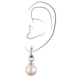 Traveller Clip Oorbellen - Hangers - Zilverkleurig - Parel - 14mm - Roze - Geplatineerd - 35x14mm - 114244