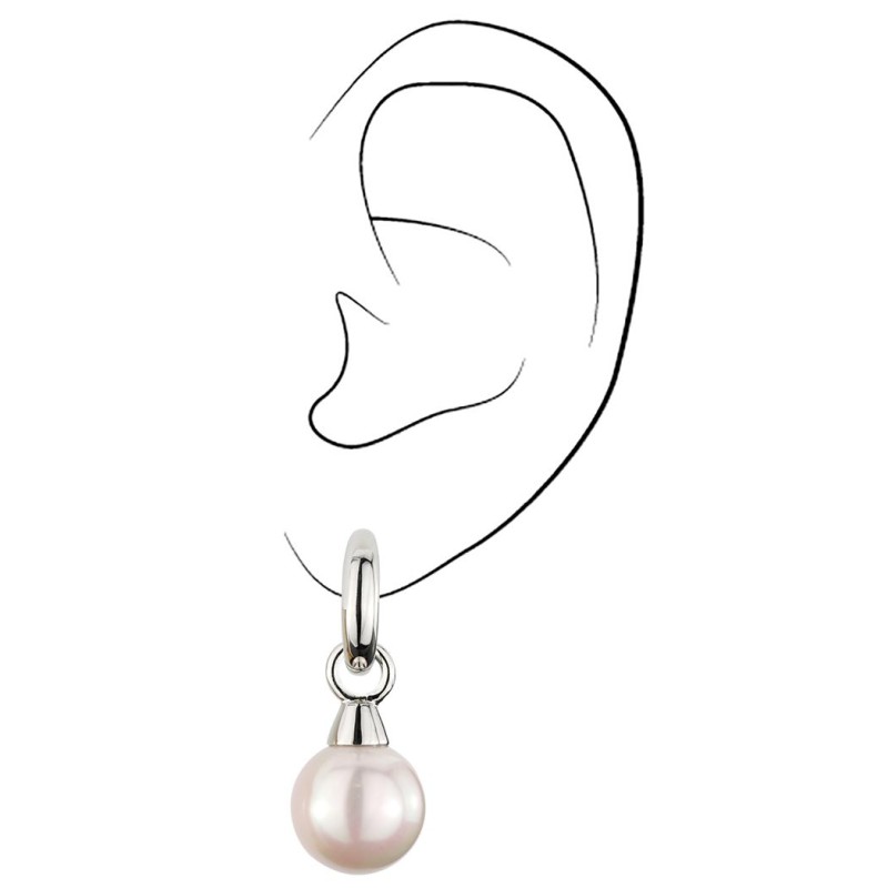 Traveller Clip Oorbellen - Hangers - Zilverkleurig - Parel - 14mm - Roze - Geplatineerd - 35x14mm - 114244