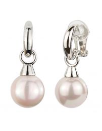 Traveller Drop clip earrings - 14mm pearl Rose - Platinum plated - 114244