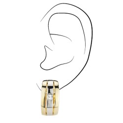 Traveller Clip-on Earrings - Bicolour - Preciosa Crystals - Gold and Platinum Plated - 23x12 mm