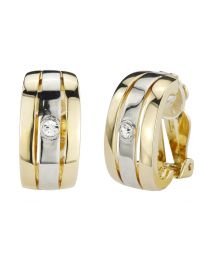 Traveller Clip-on Earrings - Bicolour - Preciosa Crystals - Gold and Platinum...