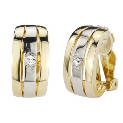 Traveller Clip Oorbellen - Bicolor - Preciosa Kristallen - Verguld en Geplatineerd - 23x12 mm - 157544