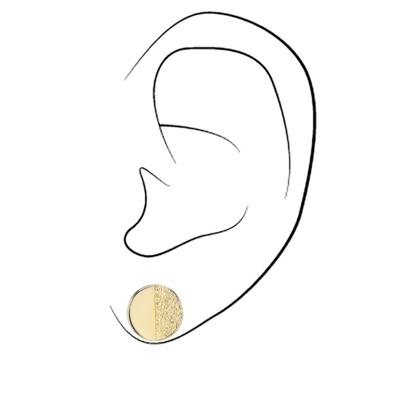 Traveller Oorstekers - Verguld - Cirkel - Half Mat & Half Glans - Ø 10 mm