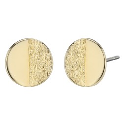 Traveller Earrings - Gold Plated - Circle - Half Matt & Half Shiny - Ø 10 mm - 157571