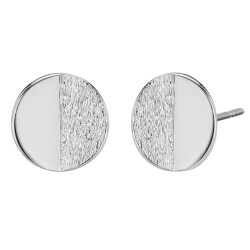 Traveller Ohrstecker - Silberfarben - Kreis - Halb Matt & Halb Glänzend - Platiniert - Ø 10 mm