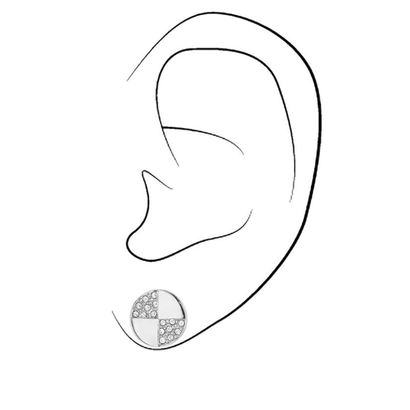 Traveller Ohrstecker - Silberfarben - Kristalle - Rund - Platiniert - 10 mm