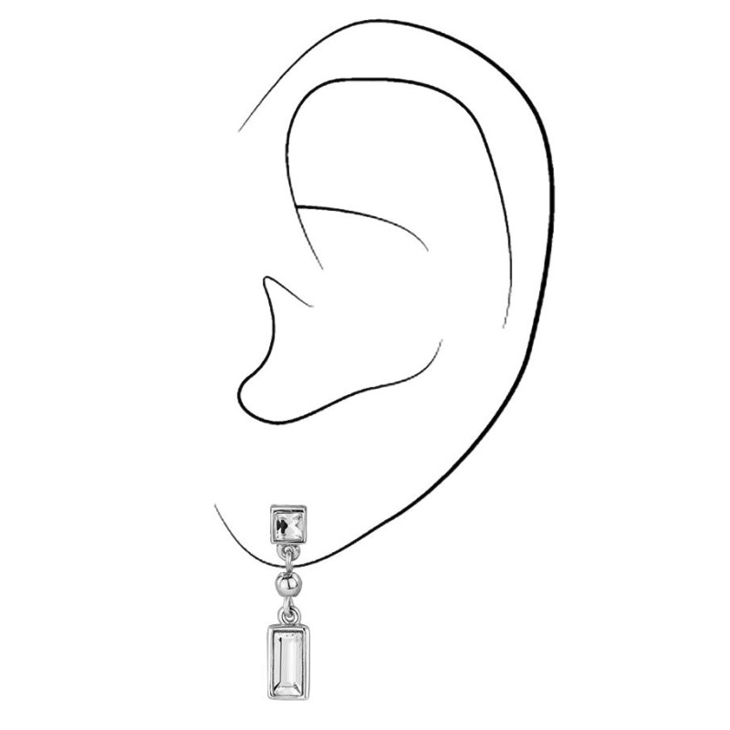 Traveller Ohrhänger - Silberfabrben - Kristalle - Platiniert -25x5mm