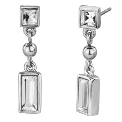 Traveller Oorhangers - Zilverkleurig - Kristallen - Geplatineerd - 25x5mm - 157576