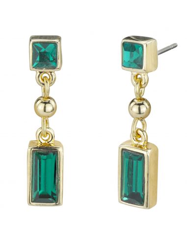Traveller Oorhangers - Cyrstals - Green/Emerald - 22ct gold plated - 157577