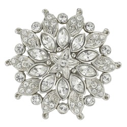 Traveller Brooch - Flower - Crystals - Silver Coloured - Platinum Plated - 157581