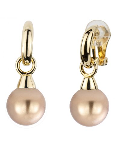 Traveller Drop clip earrings - 14mm pearl Bronze - 22ct gold plated - 114246