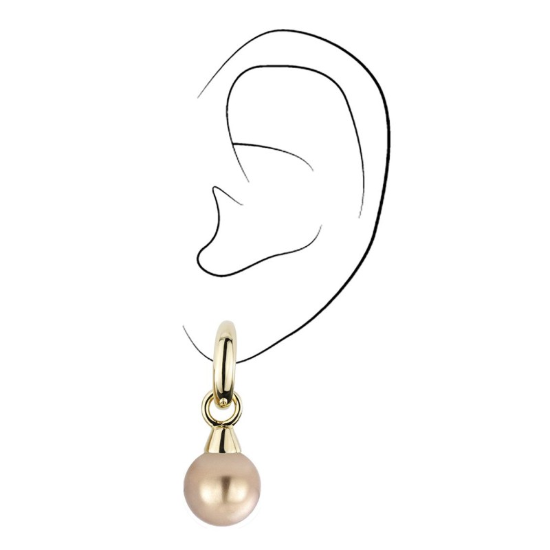 Traveller Ohrclip - Hänger - Vergoldet - Perle - 14mm - Bronze - 35x15mm