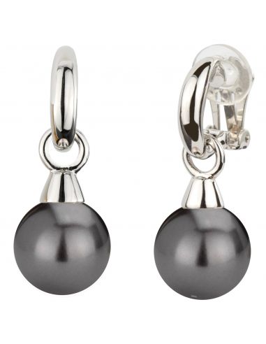 Traveller Drop clip earrings - 14mm pearl Black - Platinum plated - 114247