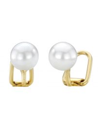 Traveller Clip Earrings with white 8mm Pearl Gold plated - 700008