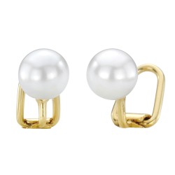 Traveller Clip Oorbellen - Parels - 8 mm - Wit - 22kt Verguld - 700008