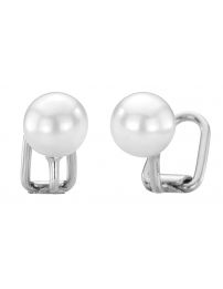 Traveller Clip Earrings with white 8mm Pearl Platinum plated - 700108