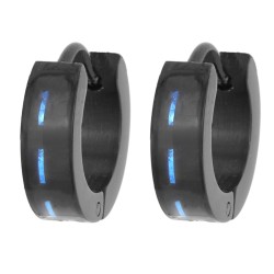 Traveller Hoop Earrings - Men - Stainless steel - Black - Carbon Blue