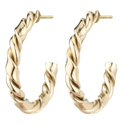 Traveller Hoop Earrings - Gold Coloured - Stainless Steel - Twisted Effect - Gold Plated - 20 mm