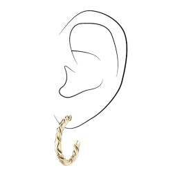 Traveller Hoop Earrings - Gold Coloured - Stainless Steel - Twisted Effect - Gold Plated - 20 mm