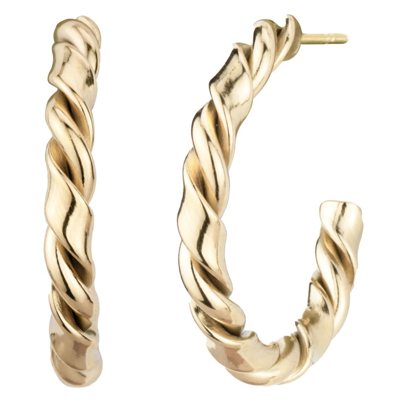 Traveller Hoop Earrings - Gold Coloured - Stainless Steel - Twisted Effect - Gold Plated - 20 mm - 181184