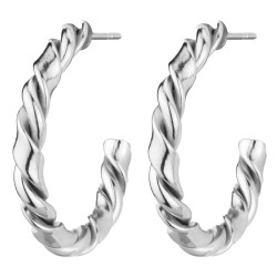 Traveller Hoop Earrings - Silver Coloured - Stainless steel - Twisted Effect - 20 mm - 181185