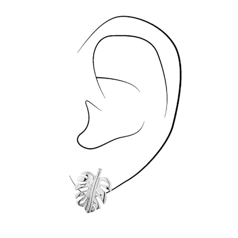 Traveller Oorstekers - Edelstaal - Blaadjes - Zilverkleurig - 15x11mm