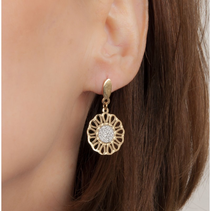Traveller Drop earrings - Stainless steel gold plated - glitter