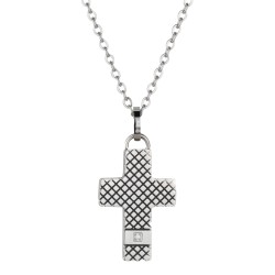 Traveller Kreuz Kette - Herren - Kette Man - Edelstahl - Zirkonia - 50+5cm lang