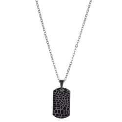 Traveller Necklace - Men - Chain Men - Black Stainless Steel - 50+5cm long