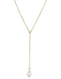 Traveller Necklace - Stainless steel gold plated - Freshwater pearl