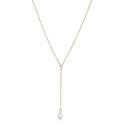 Traveller Necklace - Stainless steel gold plated - Freshwater pearl