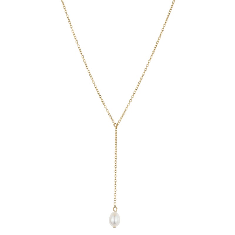 Traveller Ketting - Edelstaal verguld - Parel (zoetwater) - 181212