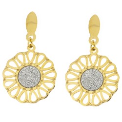 Traveller Oorhangers - Bloem - Edelstaal verguld - Glitters